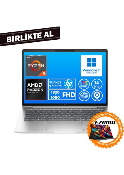 Elitebook 645 G9 Ryzen 5 Pro 5675U 32GB 1tb SSD 14" Fhd W11P + 15.6" Touch Monitör 5Y3J0EA 024