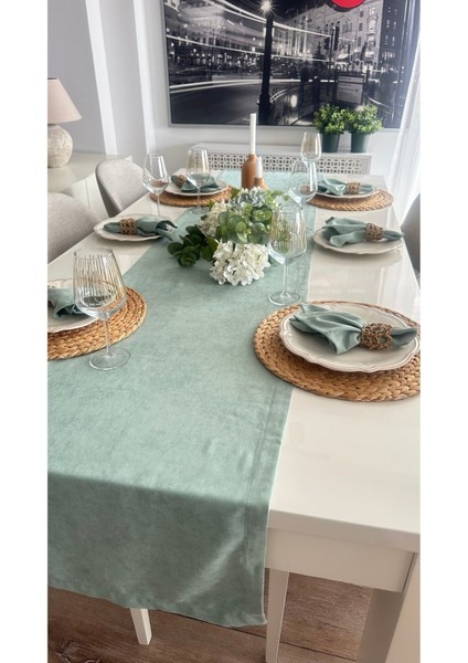 Kadife Dokulu Çağla Yeşil Şerit, Şık ve Rahat Eşya Düzeni Için Mükemmel Seçim