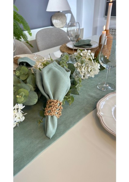 Kadife Dokulu Çağla Yeşil Şerit, Şık ve Rahat Eşya Düzeni Için Mükemmel Seçim