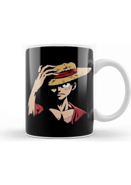 One Piece Luffy Karakter Porselen Kupa Bardak Beyaz, Şık ve Dayanıklı Tasarım