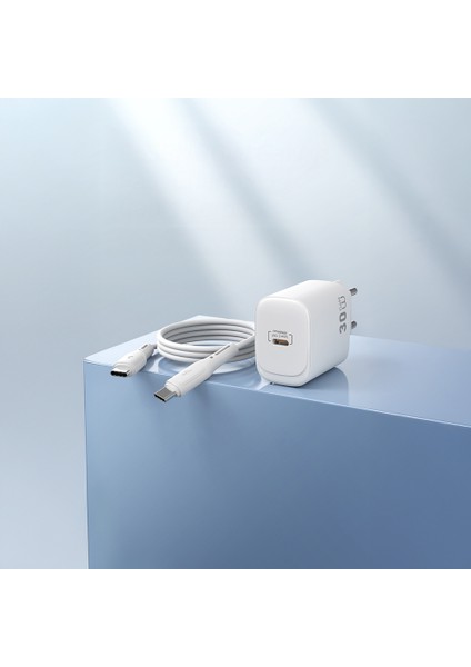 WI-G008 Essen Serisi Gan Tech Pd Type-C To Type-C Pd 30W Kablolu Şarj Seti Beyaz