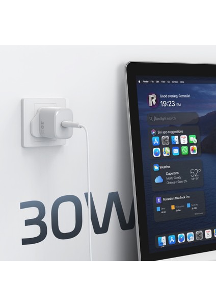 WI-G008 Essen Serisi Gan Tech Pd Type-C To Type-C Pd 30W Kablolu Şarj Seti Beyaz