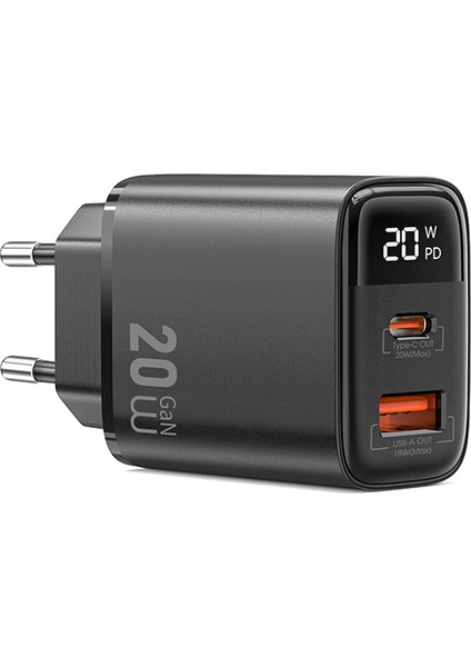 WI-G009 Firefly Serisi Gan Tech Pd Hızlı Şarj Özellikli Şarj Başlığı 20W Siyah