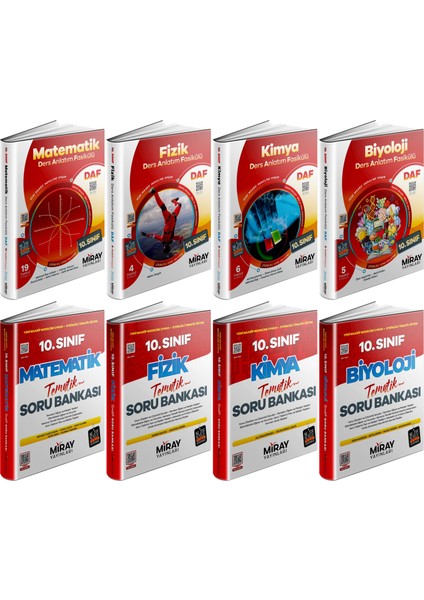 Miray 2026 10. Sınıf Matematik + Fizik + Kimya + Biyoloji Ders Anlatım Fasikülleri + Tematik Soru 8 Kitap