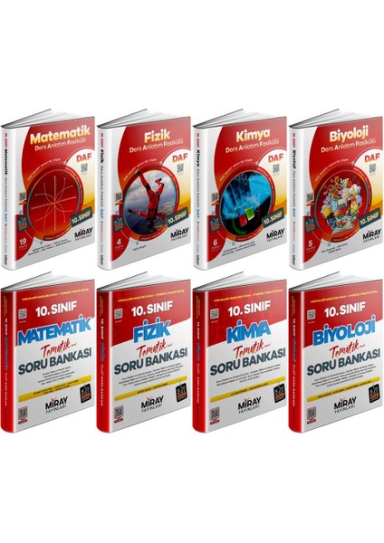 Miray 2026 10. Sınıf Matematik + Fizik + Kimya + Biyoloji Ders Anlatım Fasikülleri + Tematik Soru 8 Kitap fiyatları