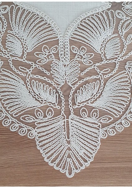 Bej Kordon Yelpaze Desenli Keten Efektli 5'li Salon Takımı