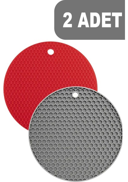 2'li Yuvarlak Silikon Nihale Seti, Kırmızı ve Gri Renkli, Dayanıklı ve Şık Tasarım