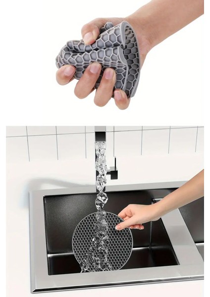 2'li Yuvarlak Silikon Nihale Seti, Kırmızı ve Gri Renkli, Dayanıklı ve Şık Tasarım