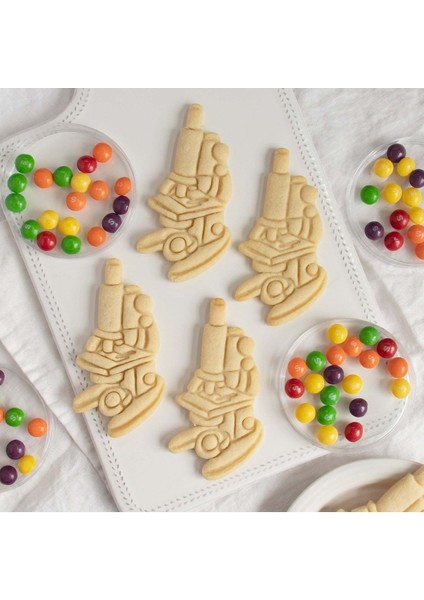 Mikroskop ve Laboratuvar Temalı Kalıp Seti, Kurabiye ve Şeker Hamuru Yapımı Için