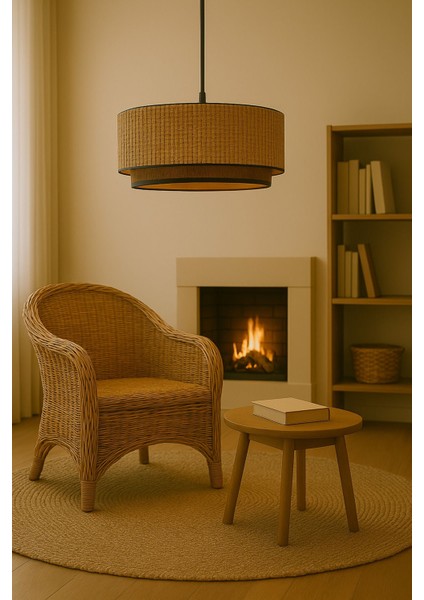 Modern Doğal Hazeran Rattan Hasır Avize, Şık ve Sıcak Aydınlatma Için Ideal Seçim