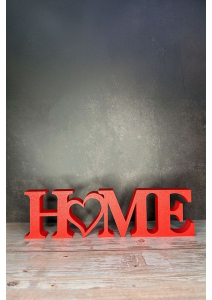 Kırmızı Yazılı Dekoratif Biblo, Masaüstü, 22X6 cm