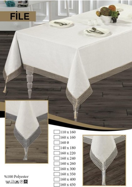 Fileli Püsküllü Şantuk Kumaş Masa Örtüsü, Şık ve Zarif Bej Renk Seçeneğiyle. fiyatları