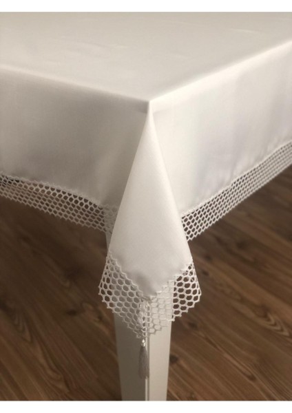 Fileli Püsküllü Şantuk Kumaş Masa Örtüsü, Şık ve Zarif Bej Renk Seçeneğiyle. modelleri