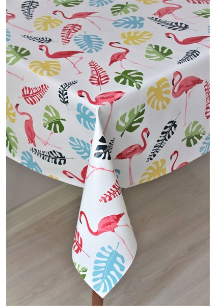 Astarlı Pvc Muşamba Masa Örtüsü Flamingo, Silinebilir, Şık ve Dayanıklı, Beyaz Renk fiyatları