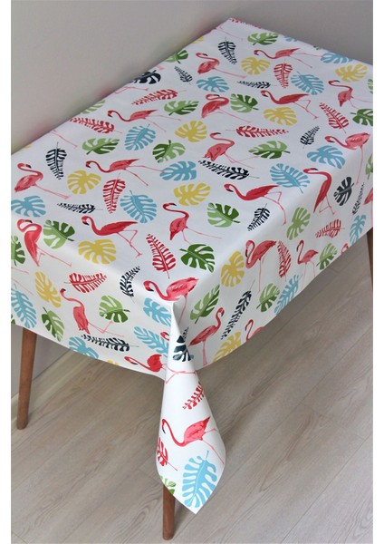 Astarlı Pvc Muşamba Masa Örtüsü Flamingo, Silinebilir, Şık ve Dayanıklı, Beyaz Renk modelleri