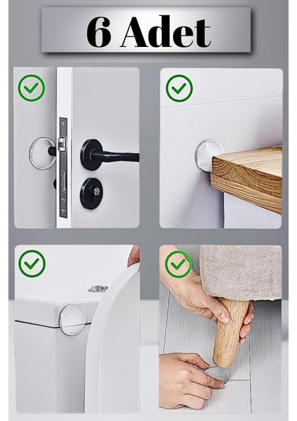 6 Adet Şeffaf Silikon Kapı Kolu ve Mobilya Koruyucu Tampon