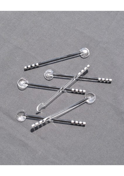 6'lı Gümüş Simli Cam Çay Kaşığı