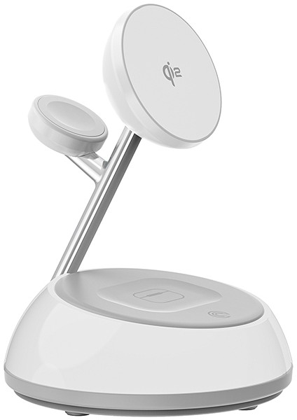 WI-W036 Qi2 3 In 1 Magnetik Hızlı Şarj Özellikli Ambiyans Işıklı Kablosuz Şarj Standı 15W Beyaz modelleri