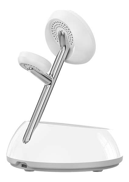 WI-W036 Qi2 3 In 1 Magnetik Hızlı Şarj Özellikli Ambiyans Işıklı Kablosuz Şarj Standı 15W Beyaz indirimleri