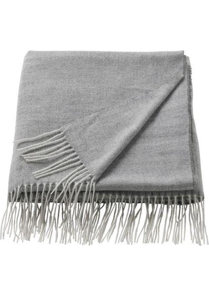 Gri Püsküllü Meridyen Battaniye ve Koltuk Örtüsü 120X160 cm