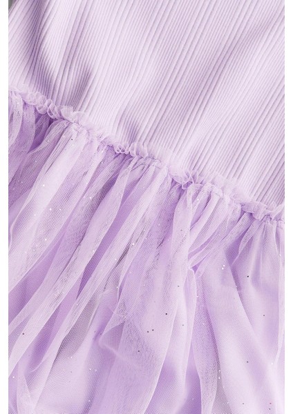 Kız Çocuk Kısa Kollu Eteği Tüllü Sim Detaylı Astarlı Elbise fiyatları