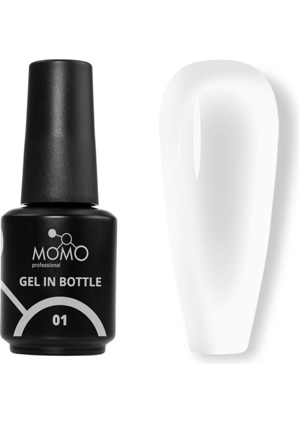 Gel In Bottle No.01, Akıllı Fırçalı Protez Tırnak Jeli, Şeffaf, 18 ml