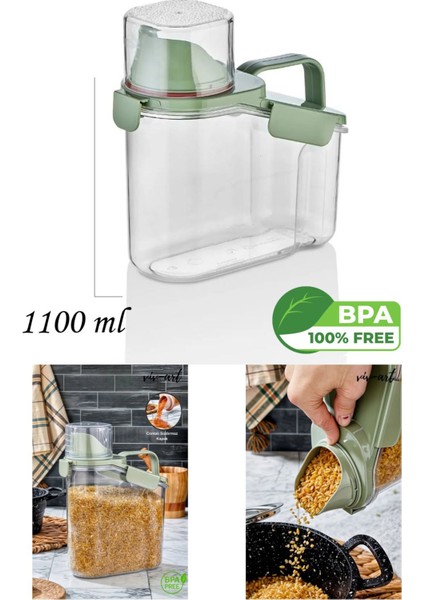 Yeşil 1100 ml Kapaklı Sızdırmaz Saklama Kabı