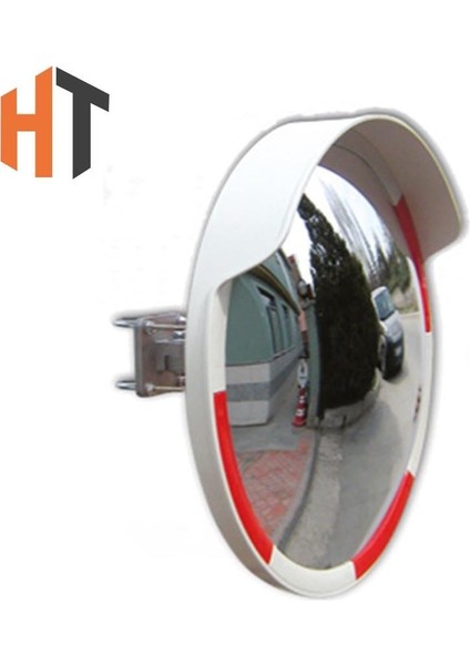 Trafik Güvenlik Aynası 80 cm Kırmızı-Beyaz ve 2 M Galvaniz Flanşlı Direk Set modelleri