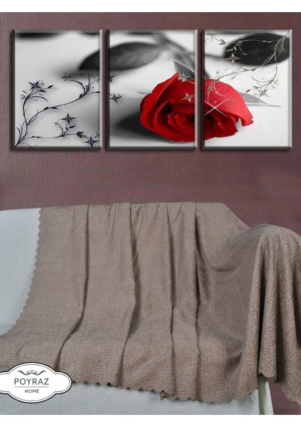 Parlak Desenli Şönil Camel Çift Taraflı Koltuk Örtüsü, Şık ve Zarif Tasarım