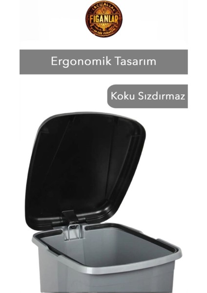 20 Lt Siyah Kapaklı Pedallı Gri Banyo ve Mutfak Çöp Kovası indirimleri