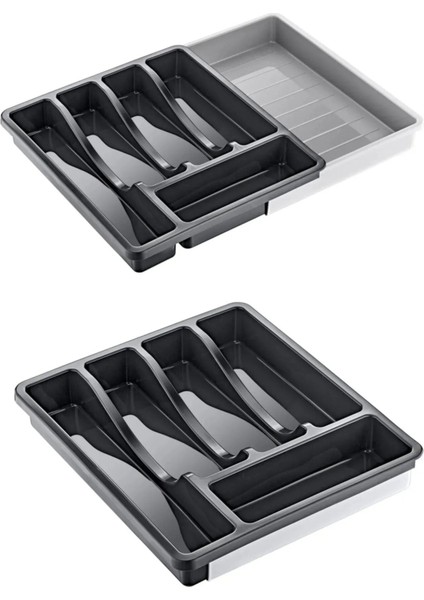 Ayarlanabilir Kayar Kızaklı Çekmecede Iç Kaşıklık Düzenleyici, Antrasit Renkli