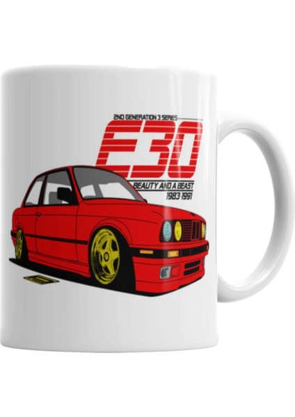 E30 Tasarımlı Porselen Kupa Bardak, Şık ve Kullanışlı Içecek Kabı