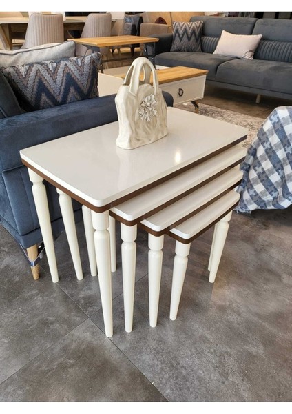 4'lü Lüx Zigon Sehpa Krem Ceviz indirimleri