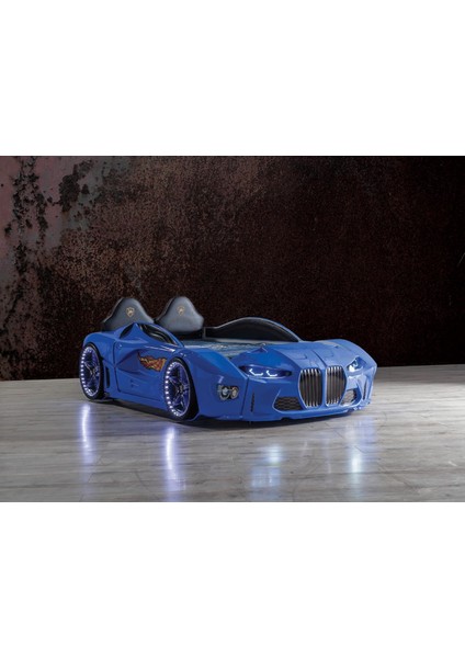 Gtm Full Arabalı Yatak Kumandalı Işık ve Ses Sistemli Çocuk Karyolası Mavi