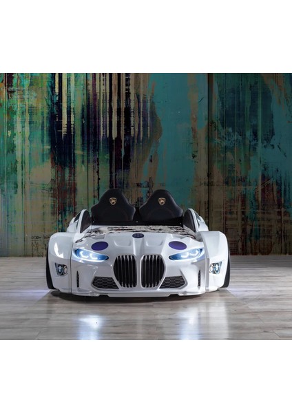 Gtm Premium Arabalı Kırmızı Kumandalı Işık ve Ses Sistemli Çocuk Karyolası Beyaz fiyatları