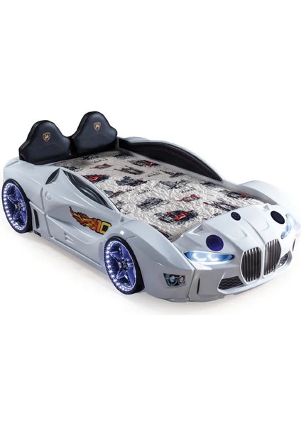 Gtm Premium Arabalı Kırmızı Kumandalı Işık ve Ses Sistemli Çocuk Karyolası Beyaz modelleri