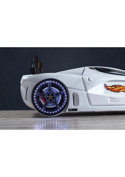 Gtm Premium Arabalı Kırmızı Kumandalı Işık ve Ses Sistemli Çocuk Karyolası Beyaz indirimleri