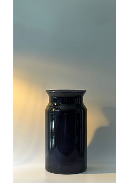 Büyük Boy Siyah Renkli Pampas Cam Vazo, Saksı, Çiçeklik