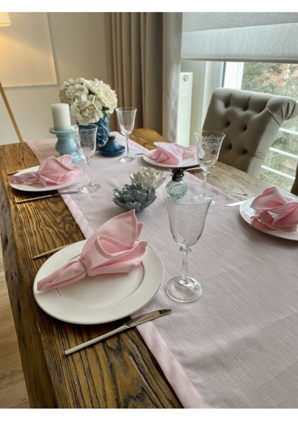 Keten Dokulu Simli Şeker Pembe Şerit, Şık ve Zarif Dekoratif Ürün