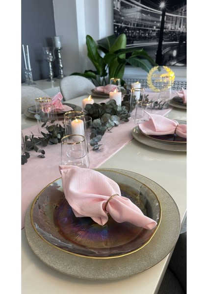 Keten Dokulu Simli Şeker Pembe Şerit, Şık ve Zarif Dekoratif Ürün indirimleri