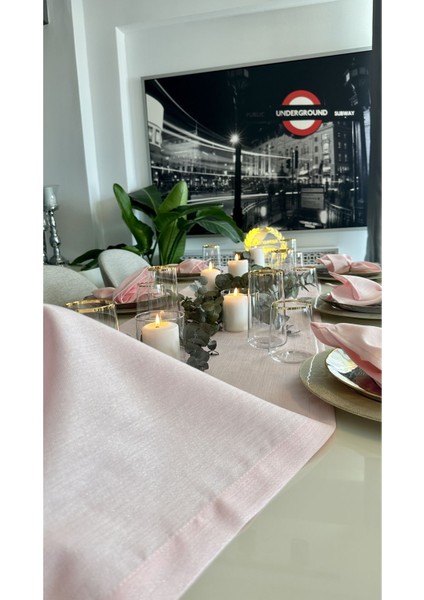 Keten Dokulu Simli Şeker Pembe Şerit, Şık ve Zarif Dekoratif Ürün