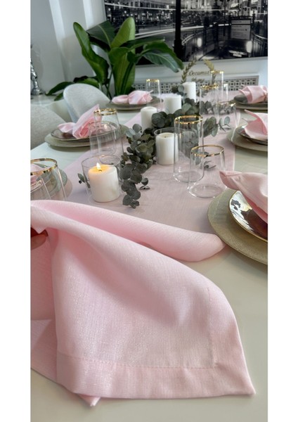 Keten Dokulu Simli Şeker Pembe Şerit, Şık ve Zarif Dekoratif Ürün