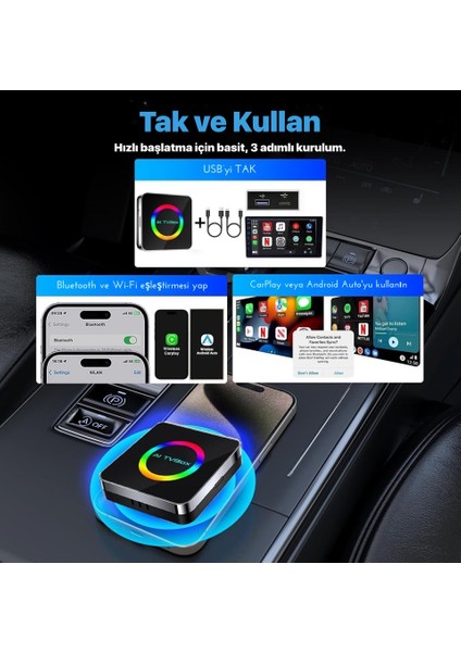 Araç Carplay Ai Box Uyumlu Kit Youtube, Netflix Android Auto (4+64) - Android 13 Video Izleme Navigasyon Uygulama Indirme fiyatları