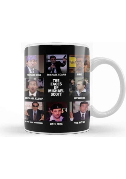 The Office Michael Scott Yüzleri Porselen Kupa Bardak Beyaz Renk