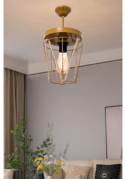 Şık Kahverengi Tekli Avize, Modern ve Zarif Tasarım