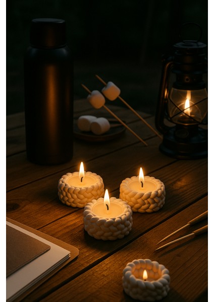 Örgü Desenli 3’lü El Yapımı Mumluk Seti – Tealight Uyumlu Modern & Doğal Dekoratif Aksesuar + Tealight Mum Hediyeli modelleri