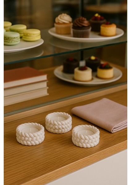 Örgü Desenli 3’lü El Yapımı Mumluk Seti – Tealight Uyumlu Modern & Doğal Dekoratif Aksesuar + Tealight Mum Hediyeli indirimleri