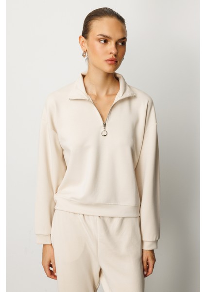 Kadın Modal Uzun Kollu Yarım Fermuarlı Bol Paça Takım fırsatları