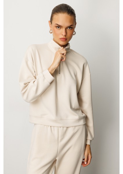 Kadın Modal Uzun Kollu Yarım Fermuarlı Bol Paça Takım indirimleri
