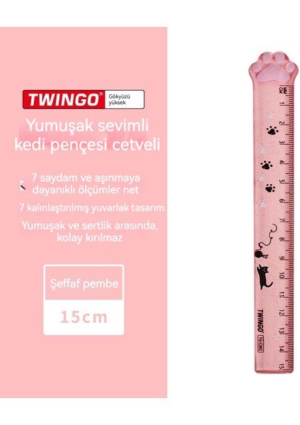 Kedi Pençesi Düz Cetvel Öğrenci Yaratıcı Kırtasiye (Yurt Dışından)